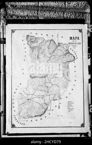 Reproducció d'un mapa de la província de Lleida d'APT, 1884 Stock Photo