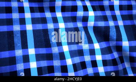 Blue cage fabric backgrond. Fabric as background. Terry cloth in a white blue cage. Stock Photo