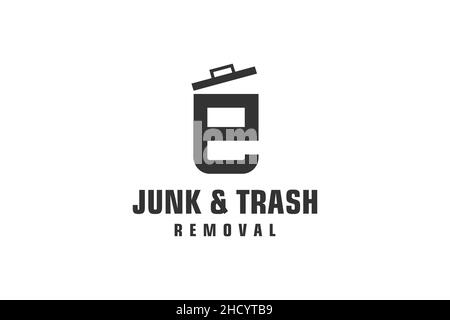 Letter E for junk removal logo design, environmentally friendly garbage disposal service, simple minimalist design. Stock Vector