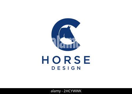 The logo design with the initial letter C is combined with a modern and professional horse head Stock Vector