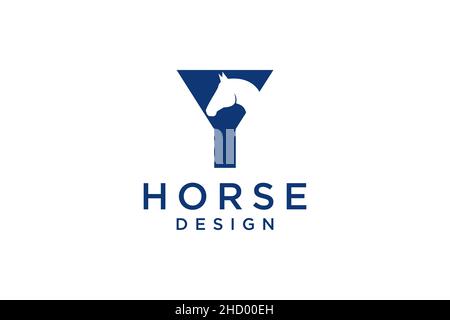 The logo design with the initial letter Y is combined with a modern and professional horse head Stock Vector