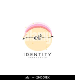 OV Handwriting logo vector art of initial signature, wedding, fashion, jewerly, boutique, floral and botanical with creative template for any company Stock Vector