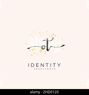OT Handwriting logo vector art of initial signature, wedding, fashion, jewerly, boutique, floral and botanical with creative template for any company Stock Vector