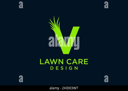 Letter V with Grass Logo template vector icon illustration Stock Vector