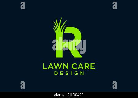 Letter R with Grass Logo template vector icon illustration Stock Vector