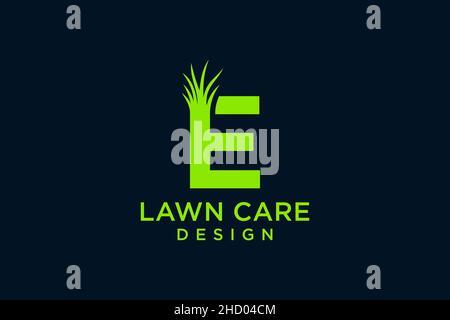 Letter E with Grass Logo template vector icon illustration Stock Vector