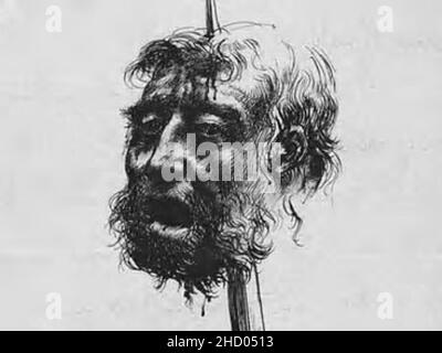 Rex Whistler - Sketch of a Head impaled on a Pike 1924. Stock Photo
