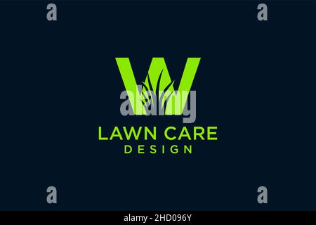 Letter W with Grass Logo template vector icon illustration Stock Vector