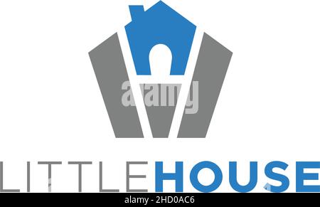 Modern flat simple LITTLE HOUSE home logo design Stock Vector