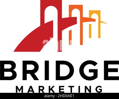 Modern flat colorful BRIDGE MARKETING logo design Stock Vector