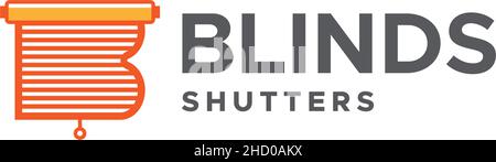 Modern design BLINDS SHUTTERS curtain logo design Stock Vector