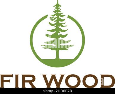 Modern design FIR WOOD tree green logo design Stock Vector