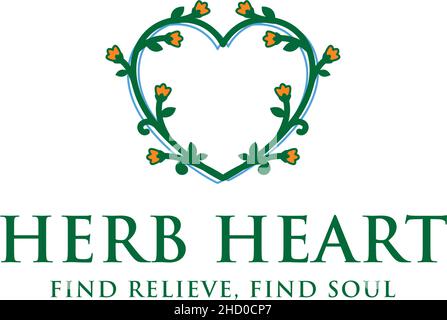 Modern design HERB HEART love flower logo design Stock Vector