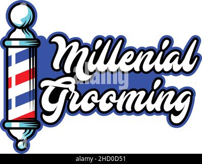 Modern colorful MILLENIAL GROOMING logo design Stock Vector