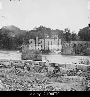 Richmond, Virginia. Ruins of Richmond & Danville Railroad bridge. Stock Photo