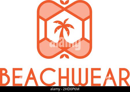 Modern Abstract BEACH WEAR Tree Palm logo design Stock Vector