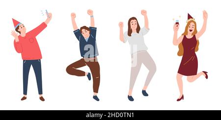 People celebration vector flat line illustration Stock Vector