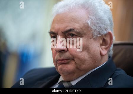 Berlin, Germany. 23rd Dec, 2021. Sergei Nethayev, Ambassador of the Russian Federation to Germany, speaks during an interview at the Russian Embassy in Berlin. (to dpa: 'Russian ambassador: 'We don't want any alienation') Credit: Christophe Gateau/dpa/Alamy Live News Stock Photo