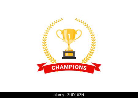 Best Champions Cup Trophy Vector Design Champion Cup Winner Trophy Award  With Laurel Wreath Stock Illustration - Download Image Now - iStock