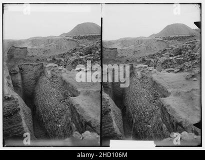 Road to Jericho, Jordan, etc. Remains of ancient Jericho city wall. Stock Photo