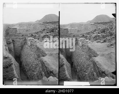 Road to Jericho, Jordan, etc. Remains of ancient Jericho city wall. Stock Photo