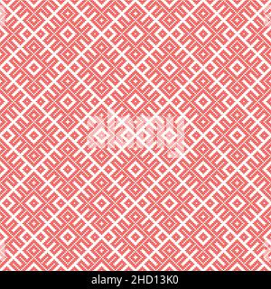 Seamless pattern based on traditional Russian and slavic ornament made by lines Stock Vector