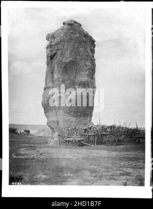 Rock pillar at Acoma, New Mexico, 1886. Stock Photo