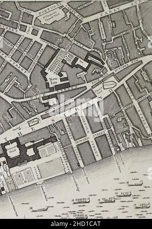 Rocque Map of London 1746 079. Stock Photo