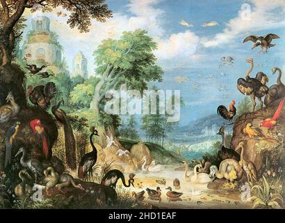 Roelant Savery - Landscape with Birds Stock Photo