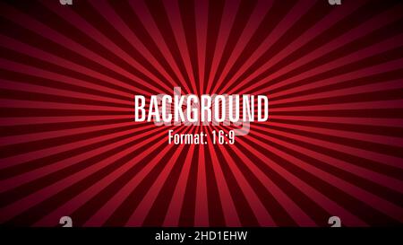 Abstract red sunbeam background in dimension 16:9. EPS10. Stock Vector