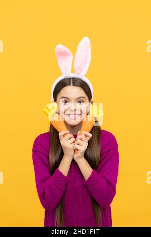 very excited. ready for party. happy childhood. cheerful bunny kid. happy easter holiday Stock Photo