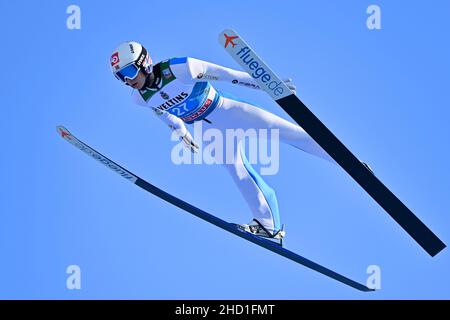 Halvor Egner GRANERUD (NOR), action, jump. Ski jumping, 70th International Four Hills Tournament 2021/22, New Year’s jumping in Garmisch Partenkirchen Olympic hill on January 1st, 2022 Stock Photo