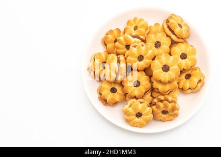 coconut biscuit with pineapple jam isolated on white background Stock Photo