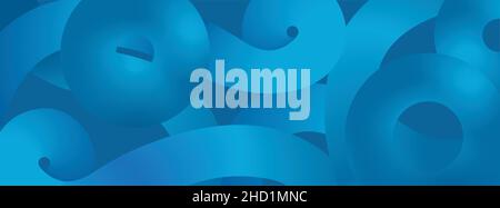 Abstract panoramic banner background in blue. Vector illustration. EPS10. Stock Vector