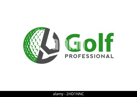 Letter V for Golf logo design vector template, Vector label of golf, Logo of golf championship, illustration, Creative icon, design Stock Vector