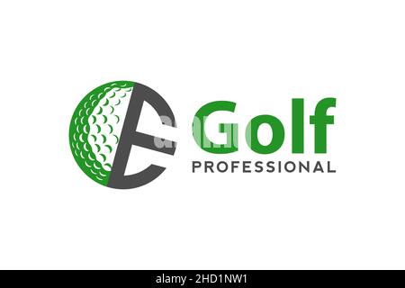 Letter E for Golf logo design vector template, Vector label of golf, Logo of golf championship, illustration, Creative icon, design Stock Vector