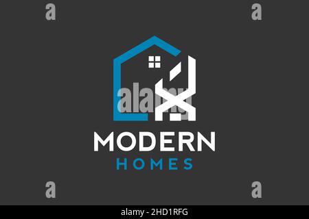 Logo design of X in vector for construction, home, real estate, building, property. Minimal awesome trendy professional logo design. Stock Vector