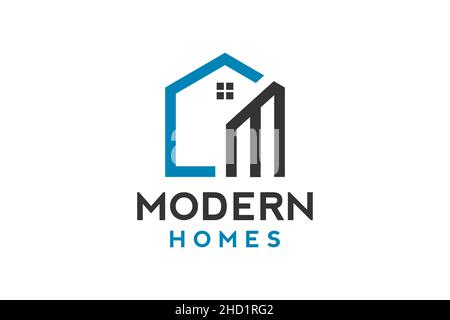 Logo design of M in vector for construction, home, real estate, building, property. Minimal awesome trendy professional logo design. Stock Vector