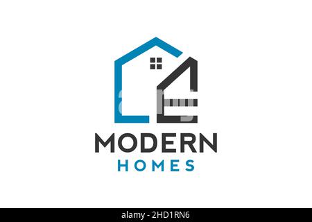 Logo design of E in vector for construction, home, real estate, building, property. Minimal awesome trendy professional logo design. Stock Vector