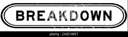 Grunge black breakdown word rubber seal stamp on white background Stock Vector