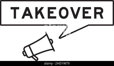 Megaphone icon with speech bubble in word takeover on white background Stock Vector