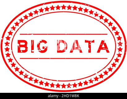 Grunge red big data word oval rubber seal stamp on white background Stock Vector