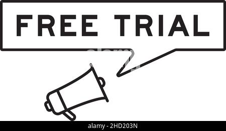 Megaphone icon with speech bubble in word free trial on white background Stock Vector