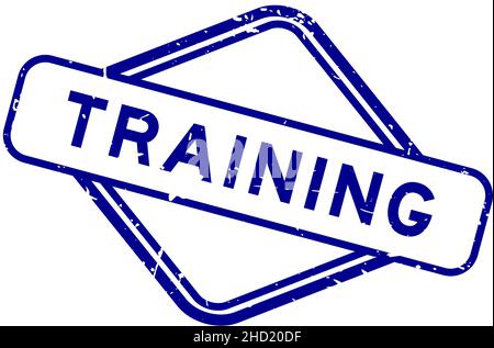 Grunge blue training word rubber seal stamp on white background Stock Vector