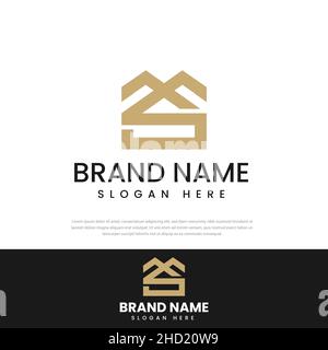 House Logo. Gold House Symbol Geometric Linear Style isolated on White ...