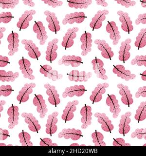 Floral seamless pattern with pink trees or leaves. Beautiful girl's print with a gradient. Ornament for clothes, bedding and wallpaper. Illustration Stock Vector