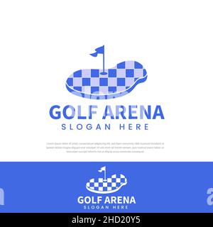 Golf arena logo, symbol, checkered map, icon, template Stock Vector