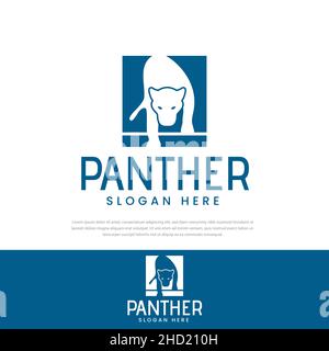 Panther Jaguar Leopard Puma Lion silhouette logo design Stock Vector