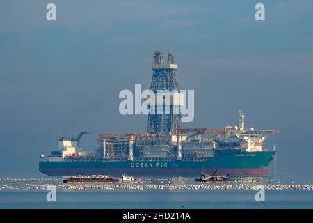 June 24, 2020-Geoje, South Korea-A View of shipbuilding yard scene at samsung heavy industry and DSME in Geoje, South Korea. Stock Photo