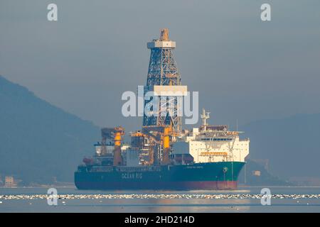 June 24, 2020-Geoje, South Korea-A View of shipbuilding yard scene at samsung heavy industry and DSME in Geoje, South Korea. Stock Photo